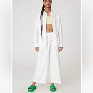 Back Beat Co Poplin White Pant and button down set - S